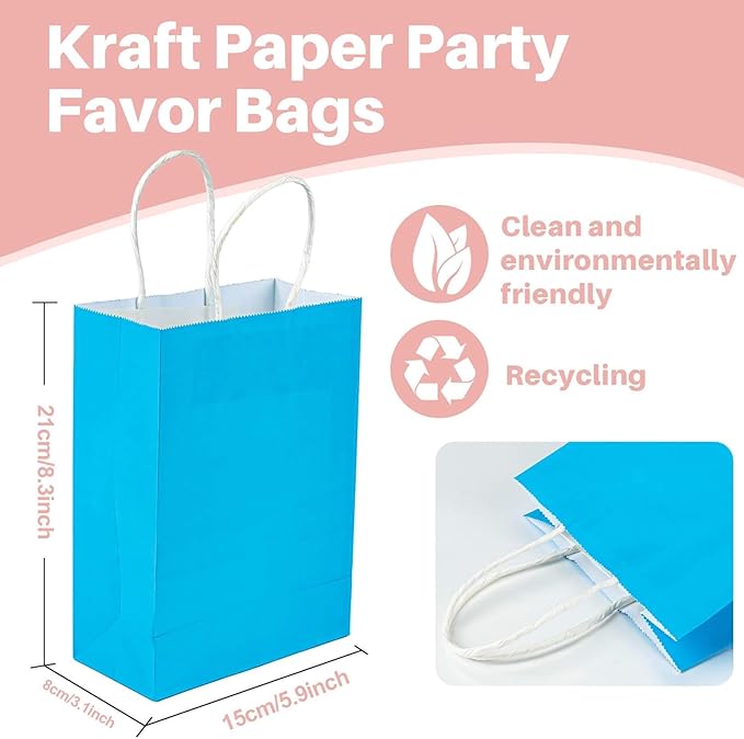 Gift Bags With Handles - 15 Pcs Gift Bag Bulk Paper Bag Goody Bags Kraft Paper Bags Party Favor Bags Rainbow Small Bag for Gifts Craft Goodie Birthday Shopping Small Business