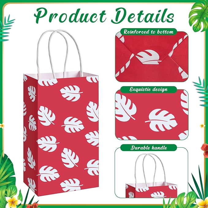 12 Pcs Cute Cartoon Pink Blue Party Gift Bags Summer Hawaii Cartoon Paper Bags Birthday Gift Birthday Blue Pink Party Decorations Supplies Favors