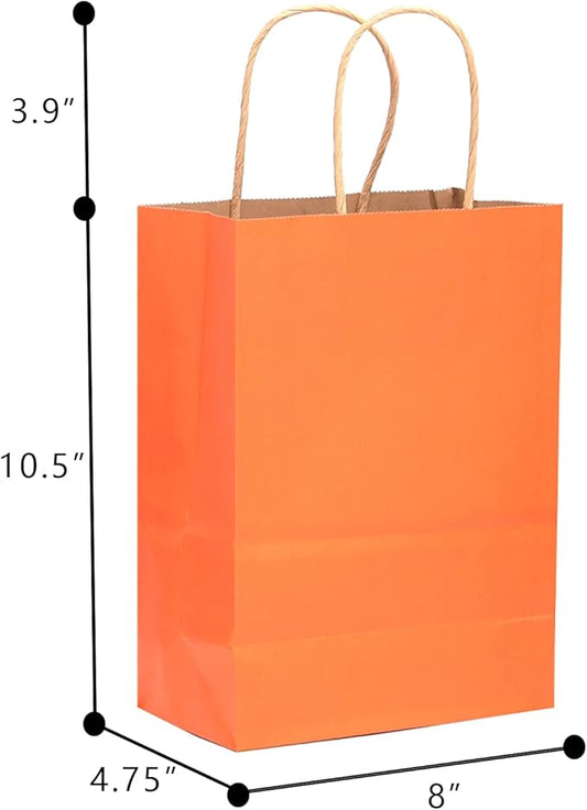 32-Packs Paper Bags with Handles Bulk 7.6"x4.75"x10.5" Medium Gift Bags 16 Different Senior Color Bags Multiple Uses（Medium Size）