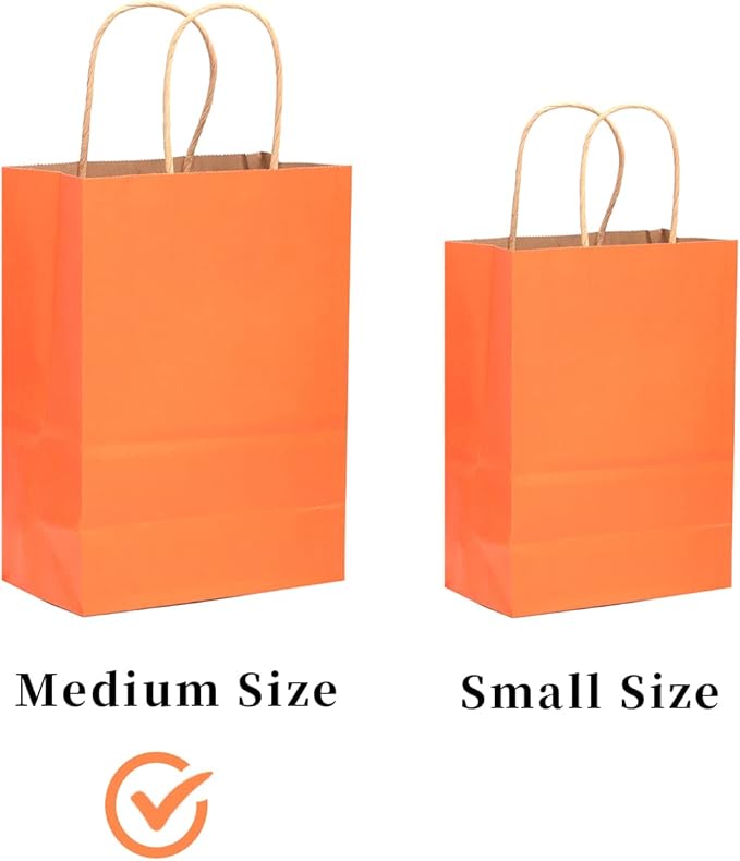 32-Packs Paper Bags with Handles Bulk 7.6"x4.75"x10.5" Medium Gift Bags 16 Different Senior Color Bags Multiple Uses（Medium Size）