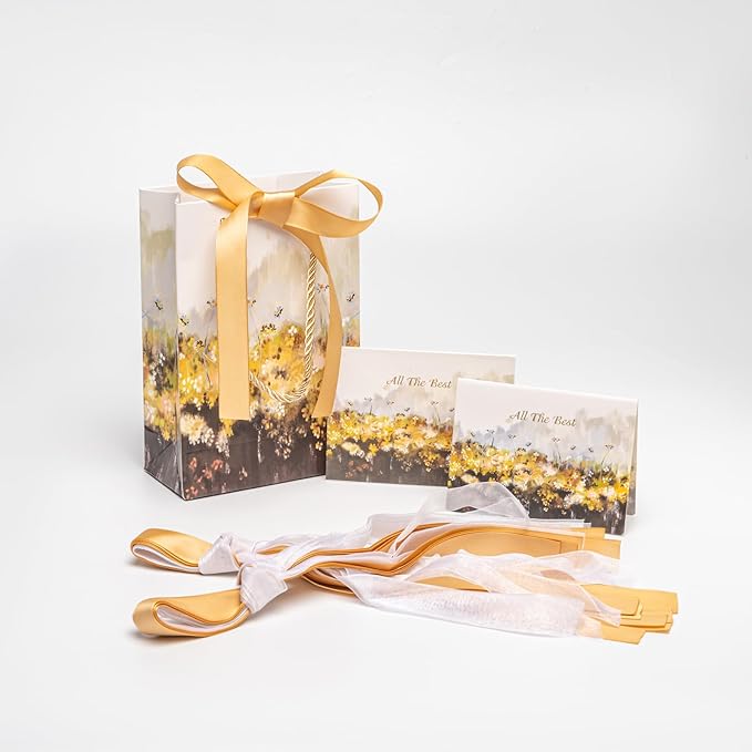 7.48"x5.12"x2.36"inch- 12PCS small Gift Bags with Handles, Ribbon, Greeting Cards & Envelopes - tissue Paper Gift Bags for Birthday, Wedding, Mother's Day, Baby Shower Party Supplies