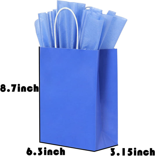 32 Pieces Gift Bags with 32 Tissues, 8 Colors Party Favor Bags with Handles, Rainbow Gift Bag for Wedding, Birthday, Party Supplies and Gifts