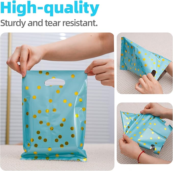 100Pack Party Favor Bag, (6.69 x 9.84 Inches) 5 Color, 2 Pattern Style Goodie Bags, Small Gift Bags, Bulk Goody Gift Bag for Kids Girls Boys Happy Birthday Party/Baby Shower/Wedding/Christmas/New Years Gift Bag