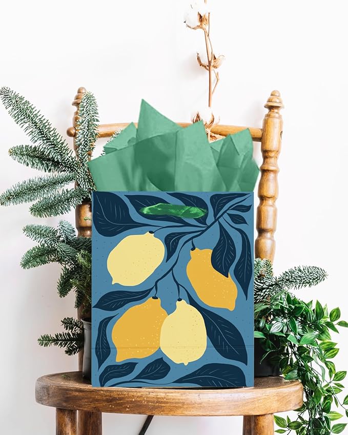 7.9"x4.3"x9.6" 6PCS Clash Flowers Paper Gift Bags with Tissue Paper Handles Medium Size Bags（18pcs Tissue Paper ）