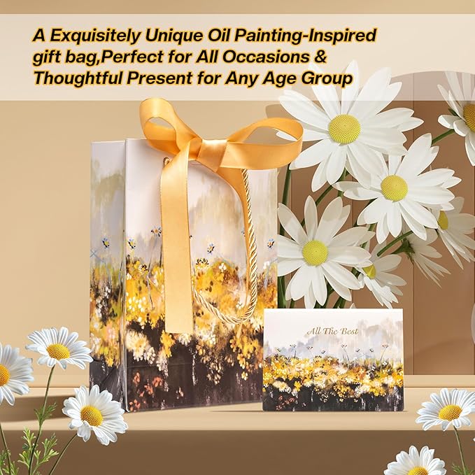 7.48"x5.12"x2.36"inch- 12PCS small Gift Bags with Handles, Ribbon, Greeting Cards & Envelopes - tissue Paper Gift Bags for Birthday, Wedding, Mother's Day, Baby Shower Party Supplies