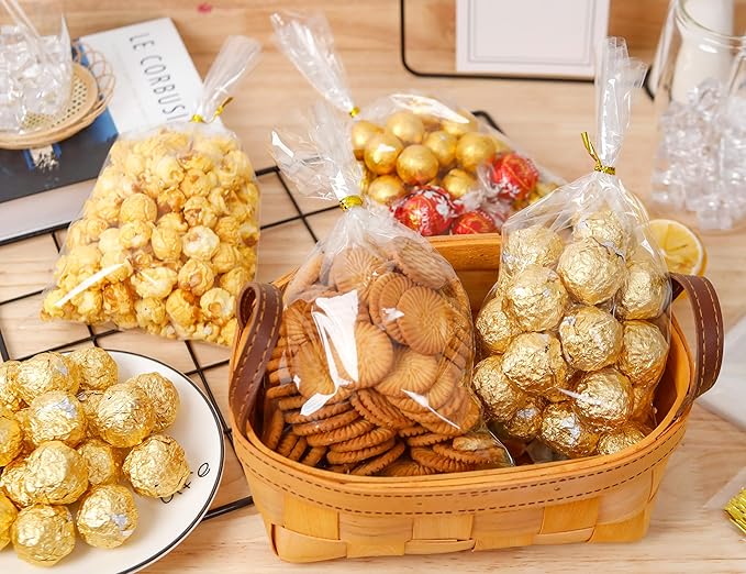Cellophane Bags Plastic Gift Bag Clear Cookie Treat Bags with Twist Ties for Party Favor Bag(100PACK,6x10inch)
